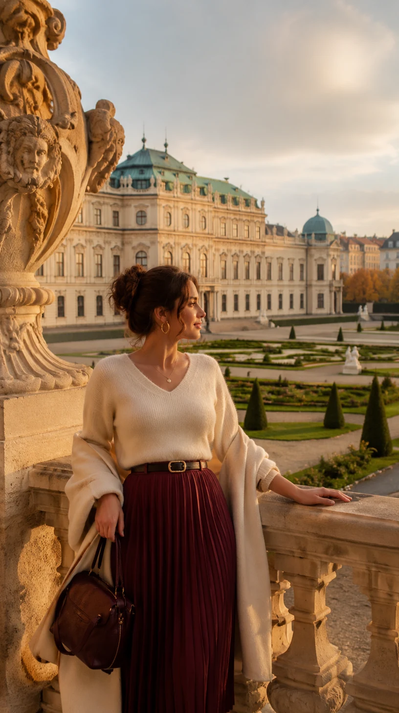 Österreichisches Schloss mit alpiner Landschaft und Reisenden auf einer Kulturroute